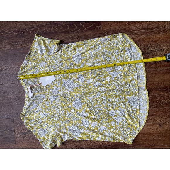 Rachel Ashwell NWT Green/Yellow & Cream Floral 100% Linen Shirt, Size 1X - Picture 5 of 7